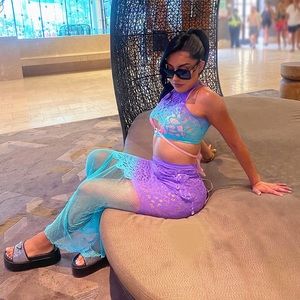 Seamless crochet 2 piece skirt set